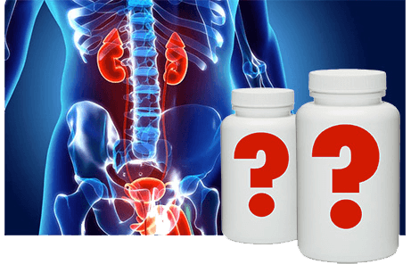 pill bottles with question marks on them and picture of inside the human body
